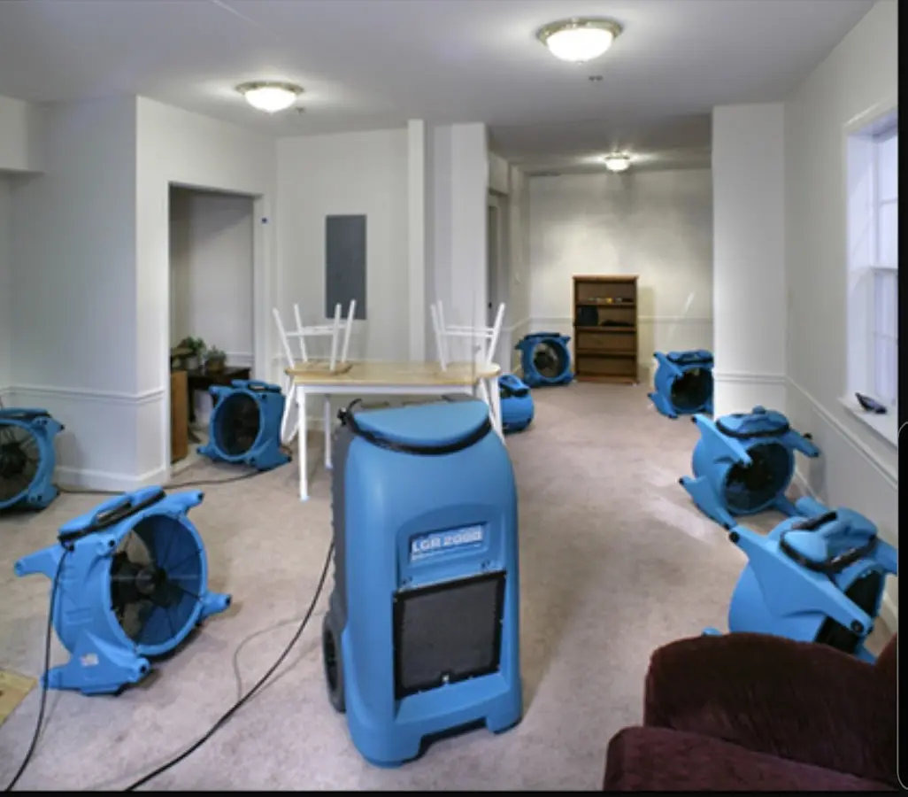 Air movers and dehumidifier setup for Water Damage Restoration in North Fort Myers